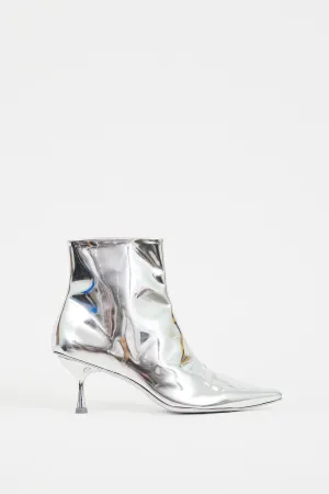 Silver Metallic Leather Saanvi Ankle Boot