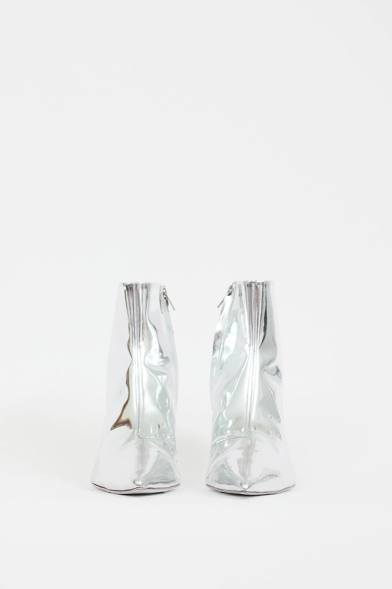 Silver Metallic Leather Saanvi Ankle Boot