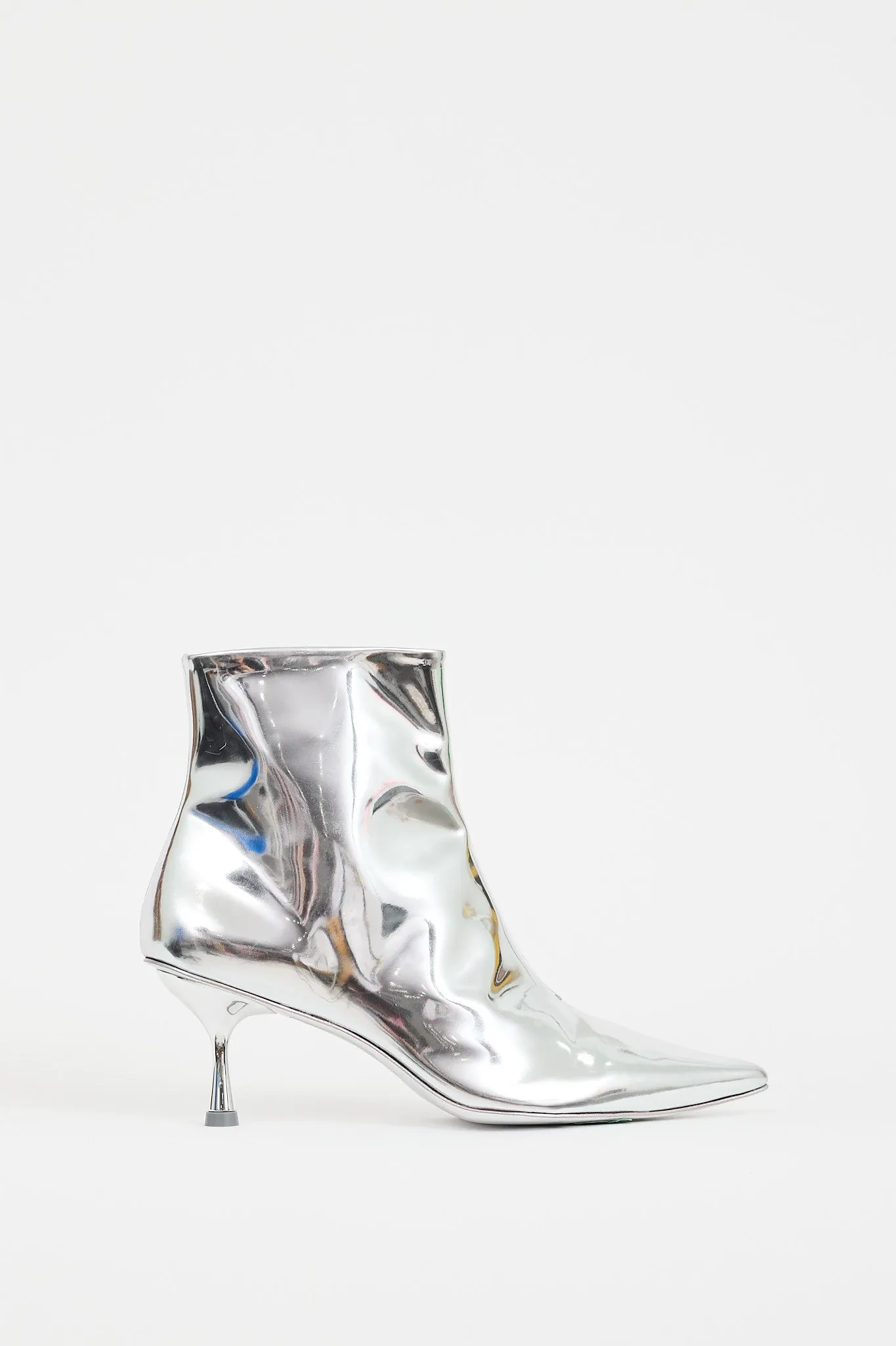 Silver Metallic Leather Saanvi Ankle Boot
