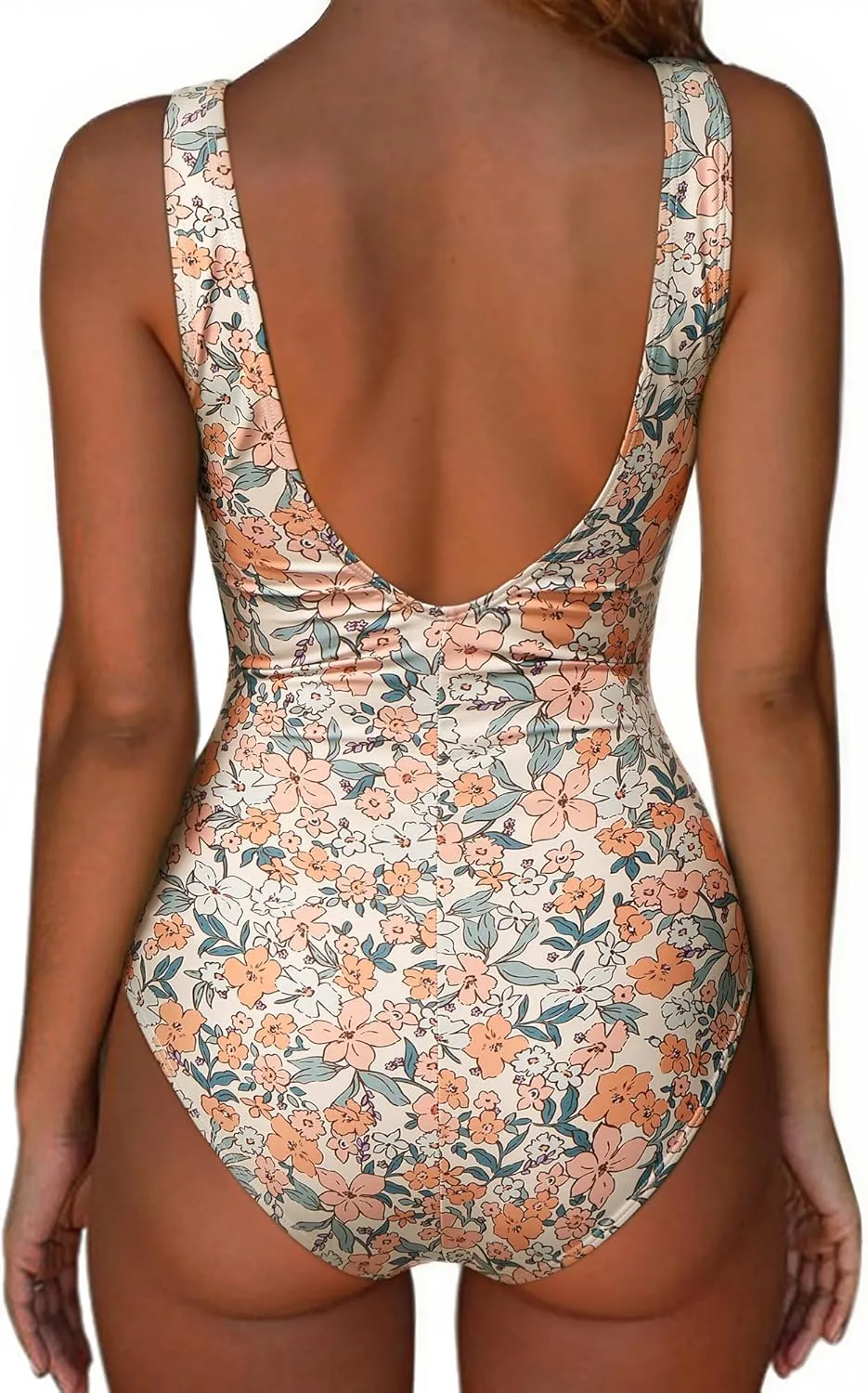SUUKSESS Women One Piece Ruched Swimsuit Tummy Control Backless Bathing Suit