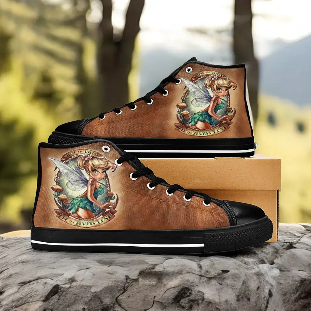 Tinkerbell Tinker Bell Tattoo Sailor Jerry Style Shoes High Top Sneakers for Kids and Adults