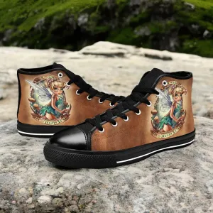 Tinkerbell Tinker Bell Tattoo Sailor Jerry Style Shoes High Top Sneakers for Kids and Adults