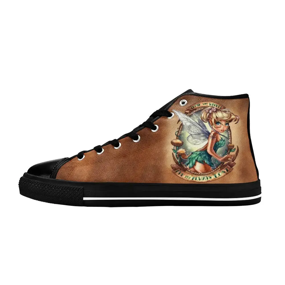 Tinkerbell Tinker Bell Tattoo Sailor Jerry Style Shoes High Top Sneakers for Kids and Adults