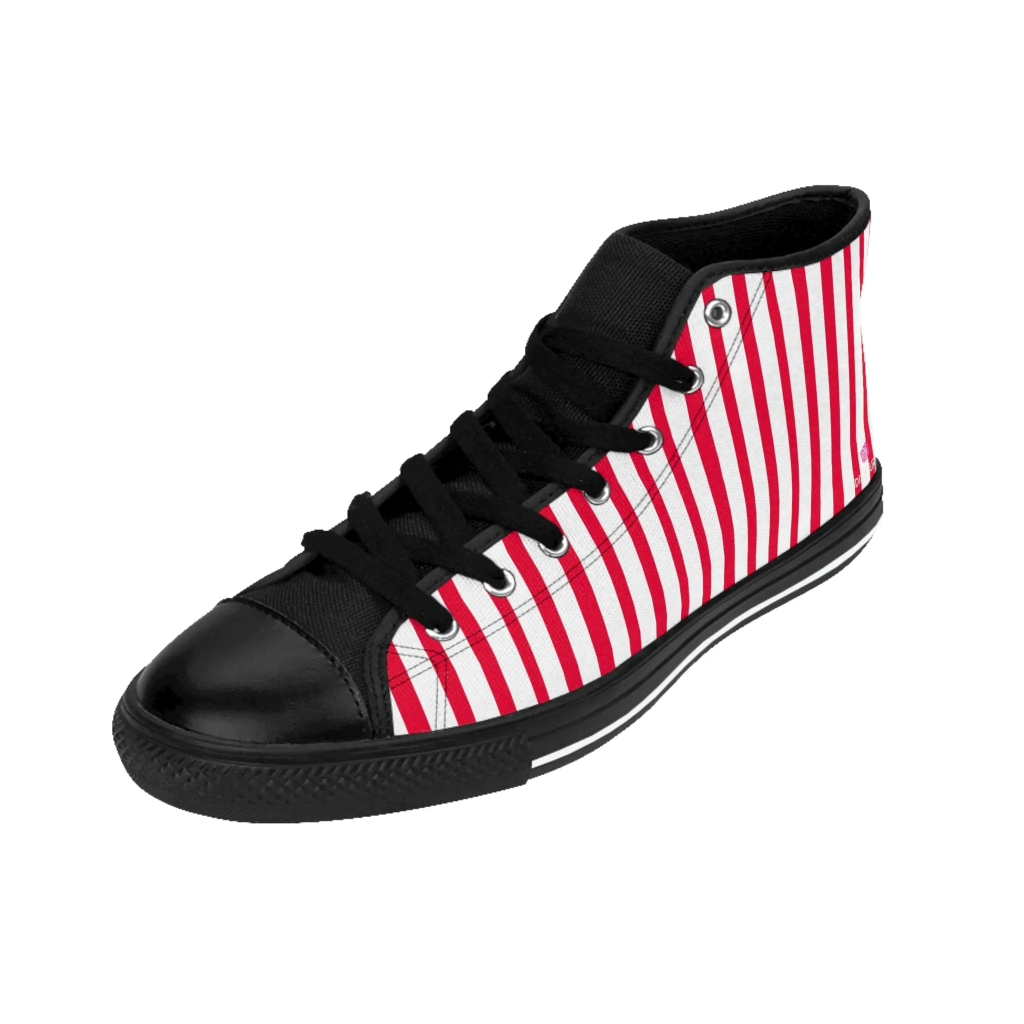 White Red Striped Men's Sneakers, Modern Stripes Men's Designer Tennis Running Shoes (US Size: 6-14)