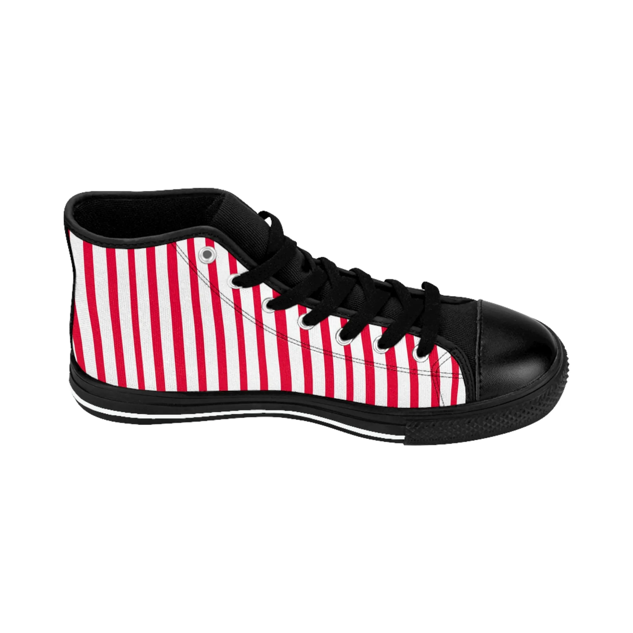 White Red Striped Men's Sneakers, Modern Stripes Men's Designer Tennis Running Shoes (US Size: 6-14)