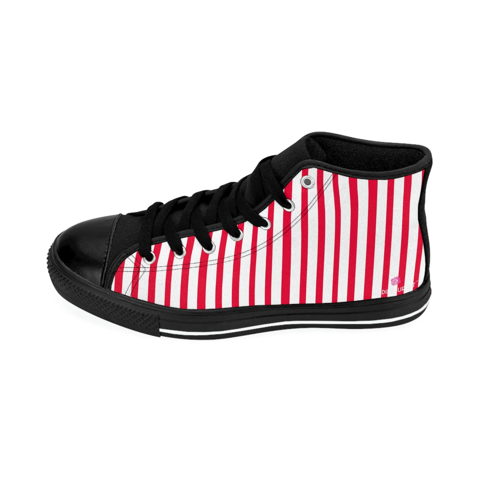 White Red Striped Men's Sneakers, Modern Stripes Men's Designer Tennis Running Shoes (US Size: 6-14)
