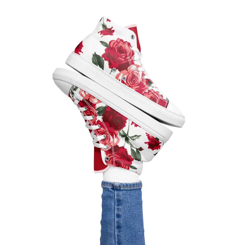 Women's Red Rose High Top Sneakers