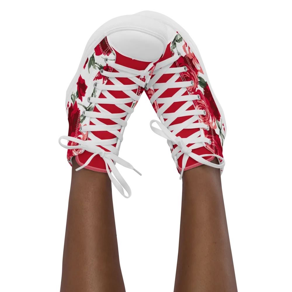 Women's Red Rose High Top Sneakers