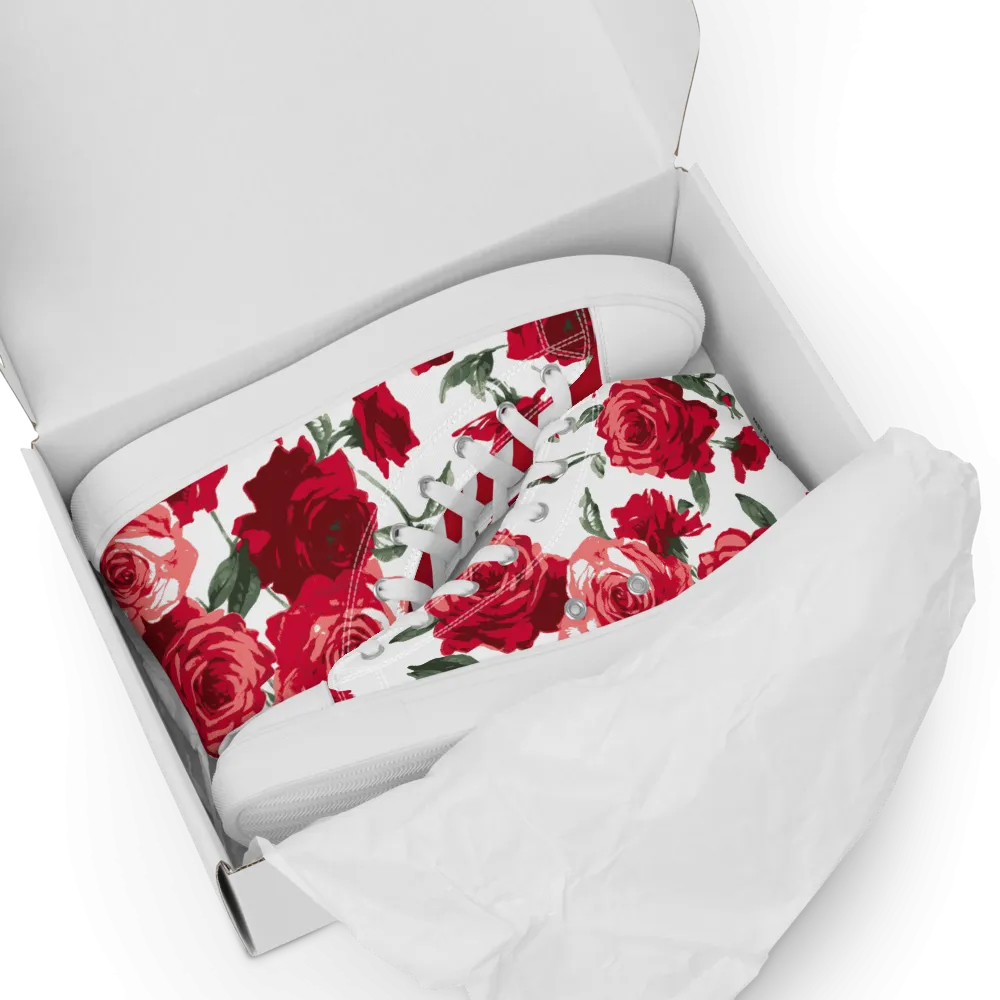 Women's Red Rose High Top Sneakers