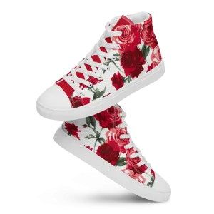 Women's Red Rose High Top Sneakers