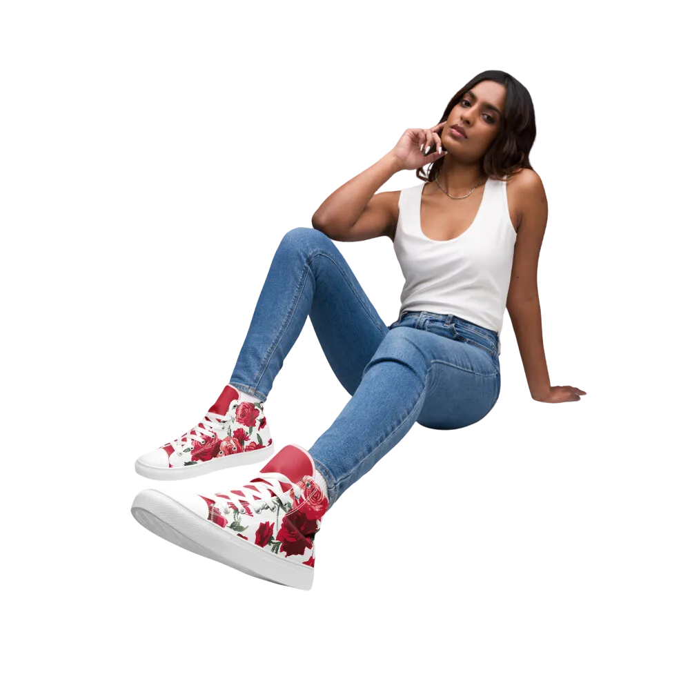 Women's Red Rose High Top Sneakers