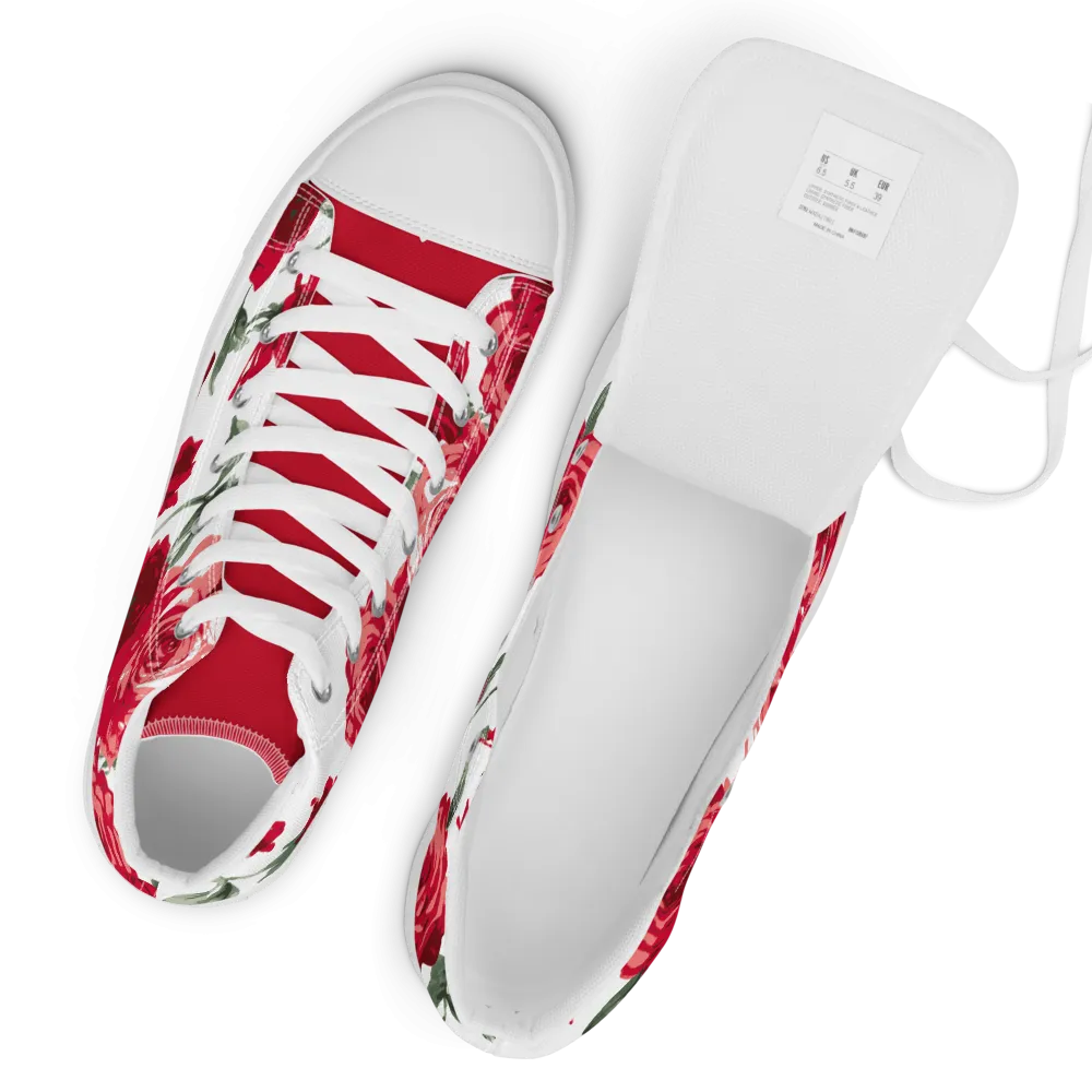 Women's Red Rose High Top Sneakers