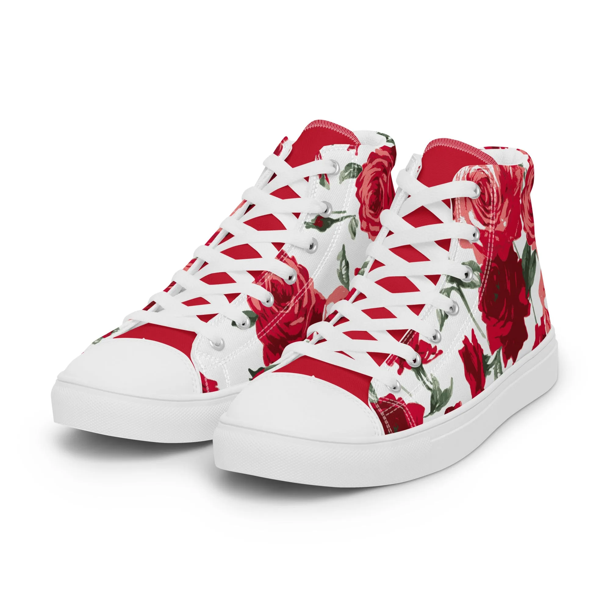 Women's Red Rose High Top Sneakers