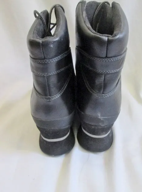 Womens TIMBERLAND 89395 Leather Ankle BOOT BLACK 8 Bootie Wedge Heel Steampunk Shoe