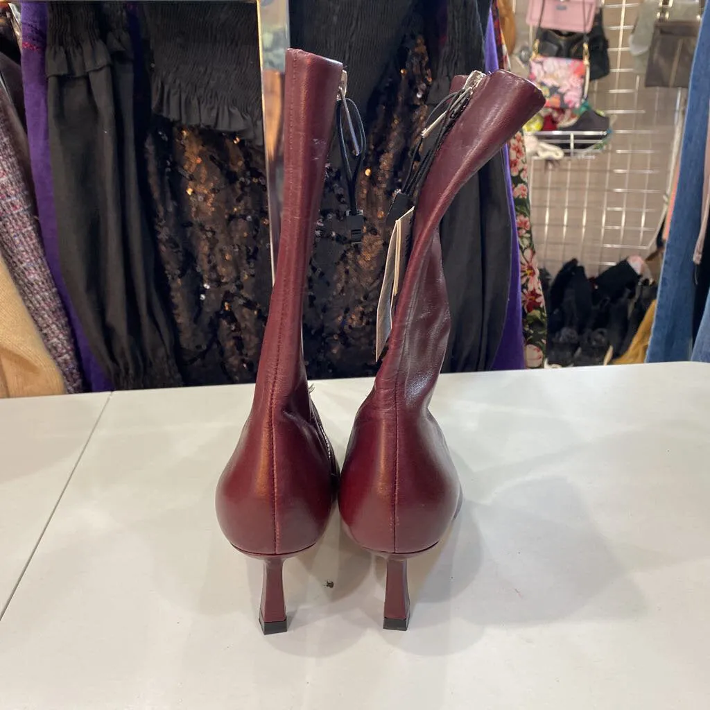 Zara leather kitten heel boots NWT 6