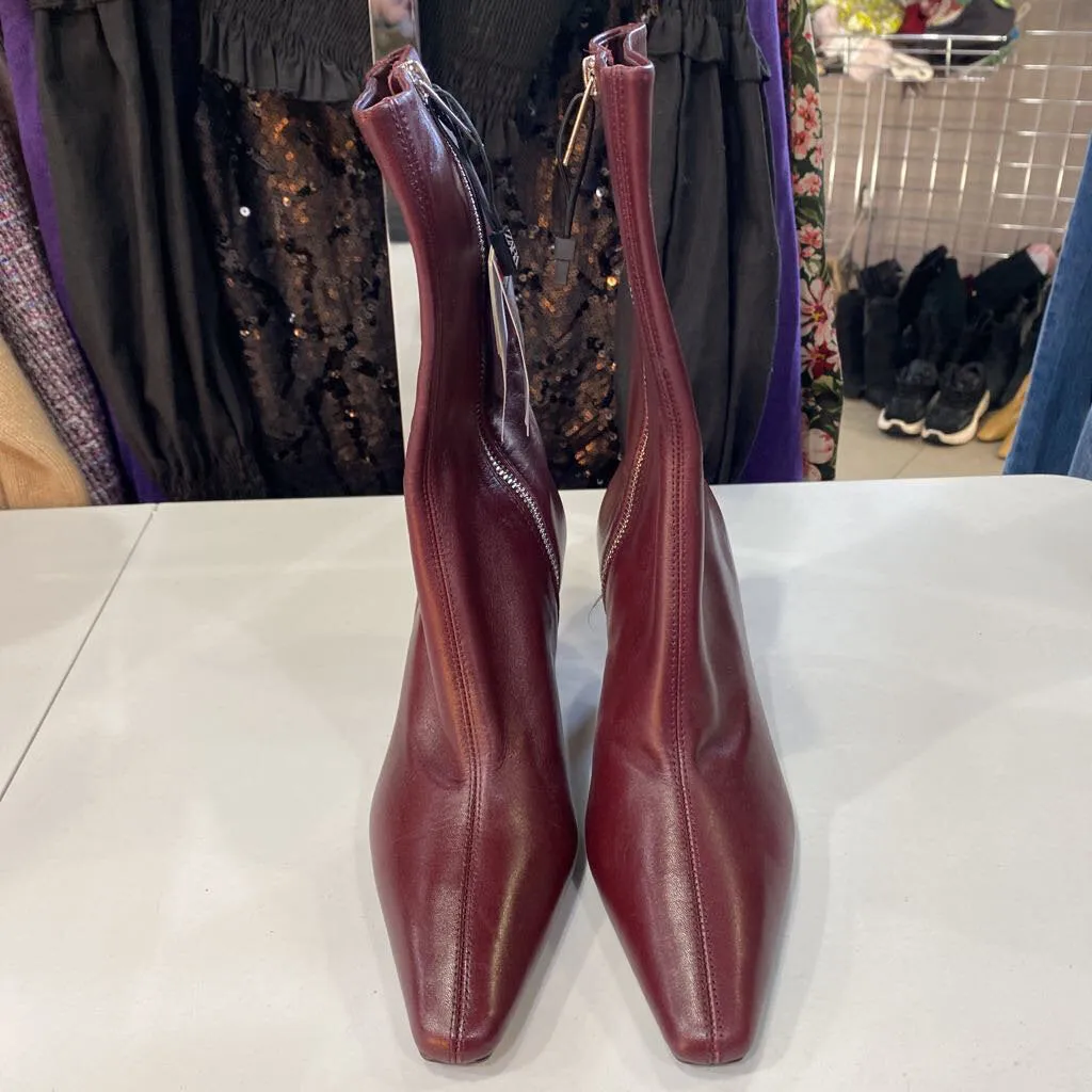 Zara leather kitten heel boots NWT 6